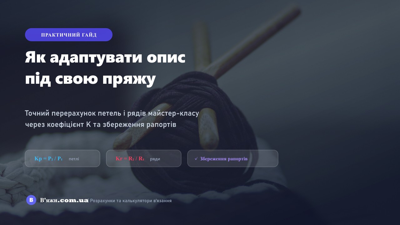 Як адаптувати готовий опис в'язання під свою пряжу: формули коефіцієнта K