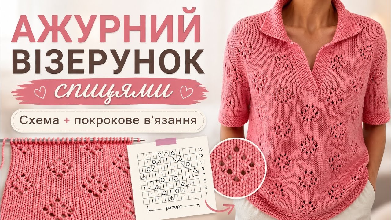 Ажурний візерунок спицями: схема та покрокове в’язання